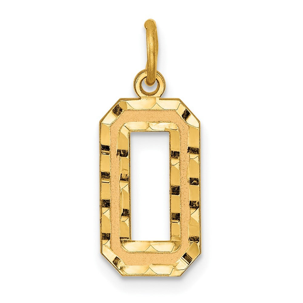 14k Yellow Gold Medium Diamond-cut Number 0 Charm