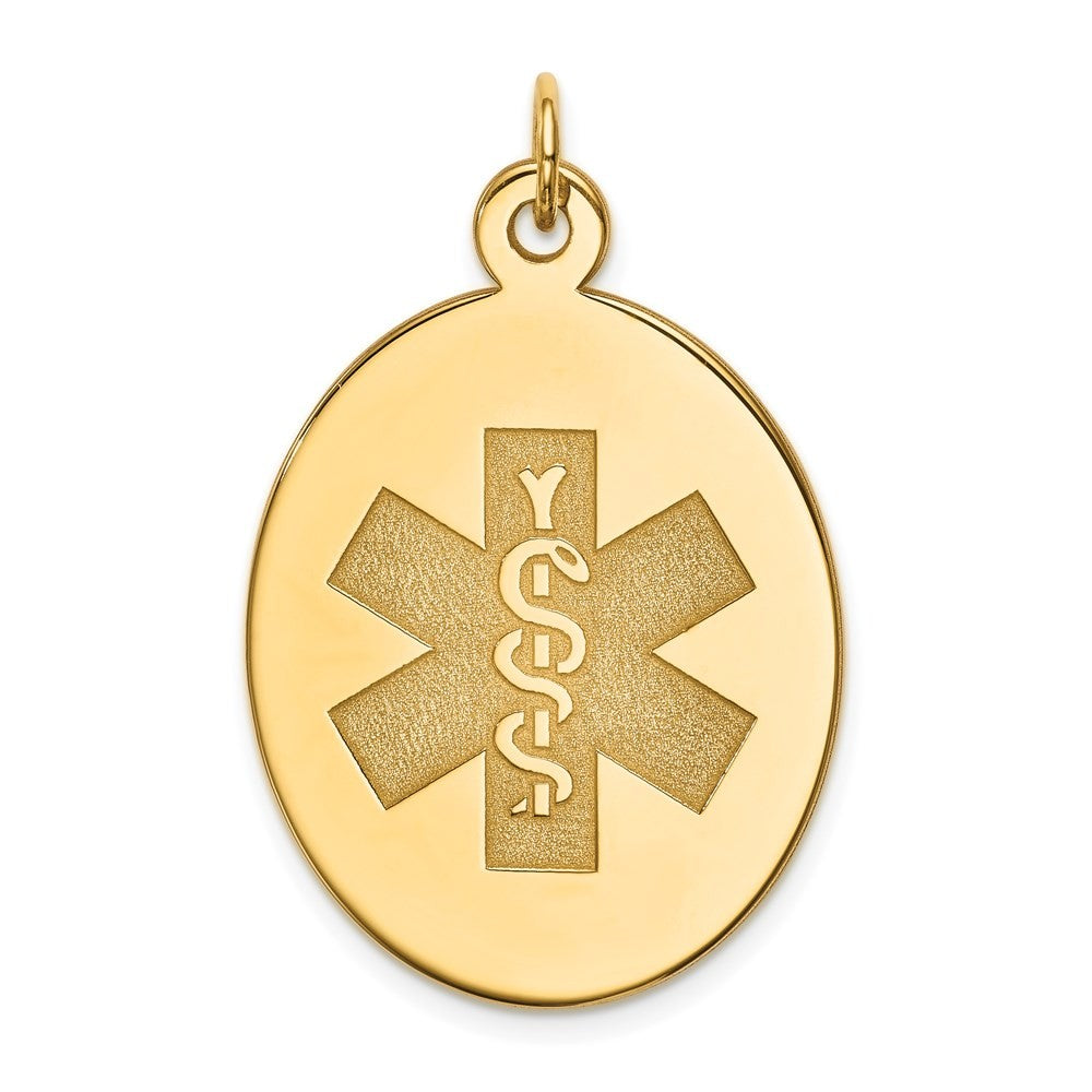 14k Yellow Gold 31x22mm Oval Non-enameled Medical Jewelry Pendant