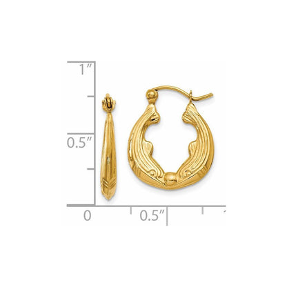 14k Yellow Gold Dolphin Hoop Earrings Gift for Women
