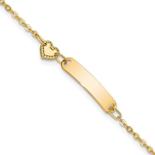 14k Yellow Gold Polished ID with Heart Childrens Bracelet