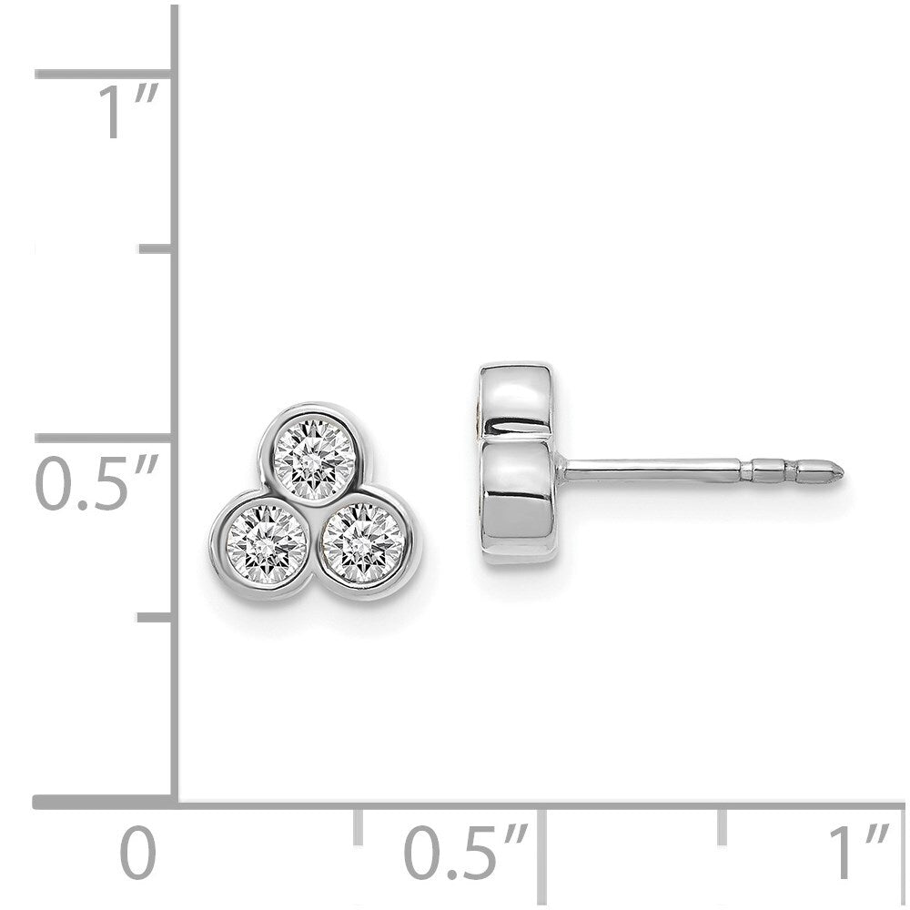 14k White Gold 3-stone Diamond Stud Earrings