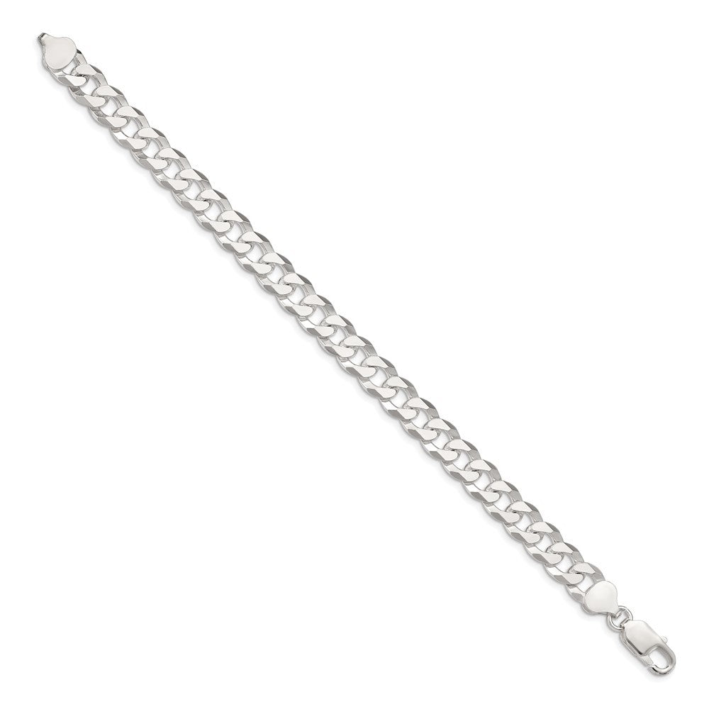 Sterling Silver 8.5mm Beveled Curb Chain Bracelet