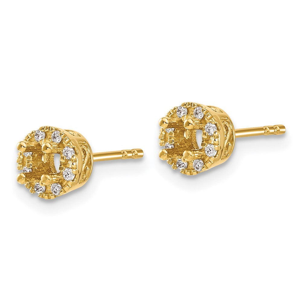 14k Yellow Gold Diamond Semi-mount Stud Earrings