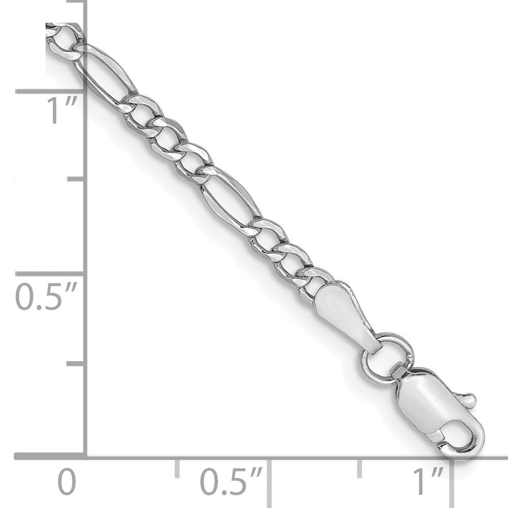 14K White Gold 7 inch 2.5mm Semi-Solid Figaro Bracelet