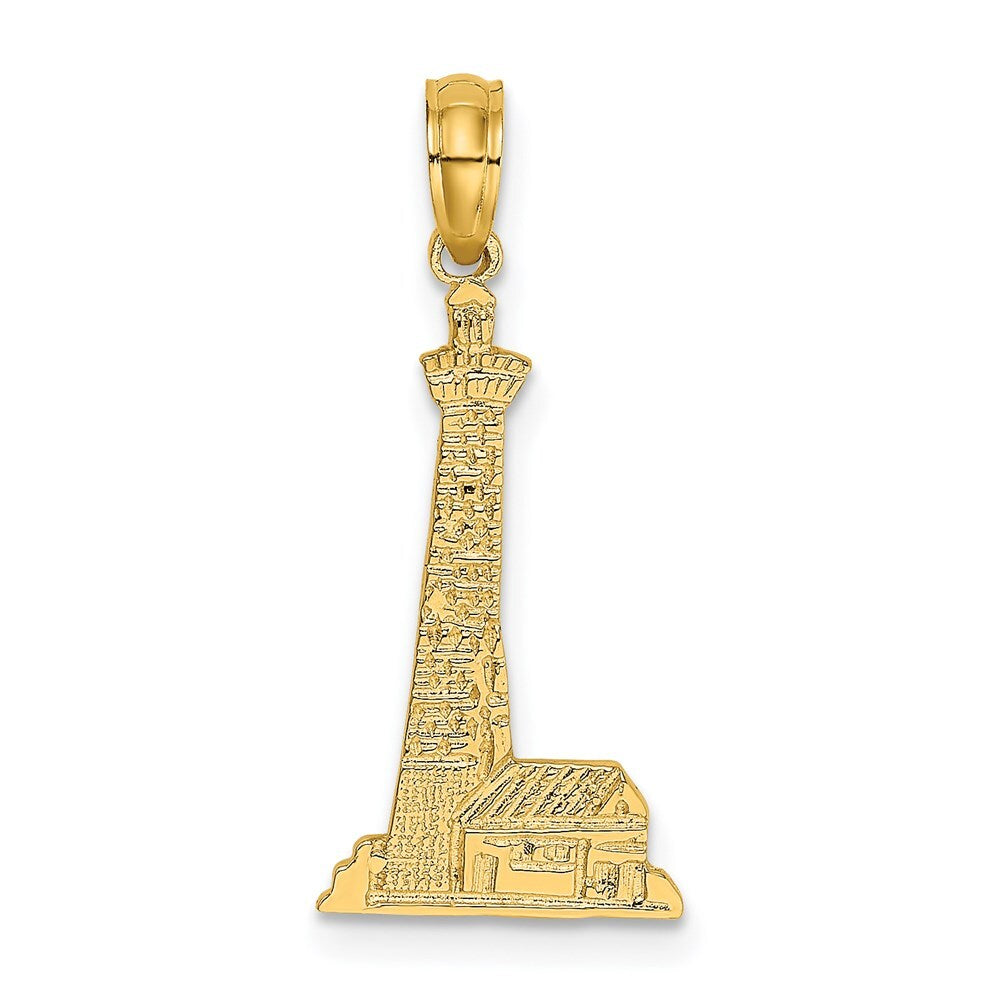 14k Yellow Gold Lighthouse  Building Charm Pendant for Women