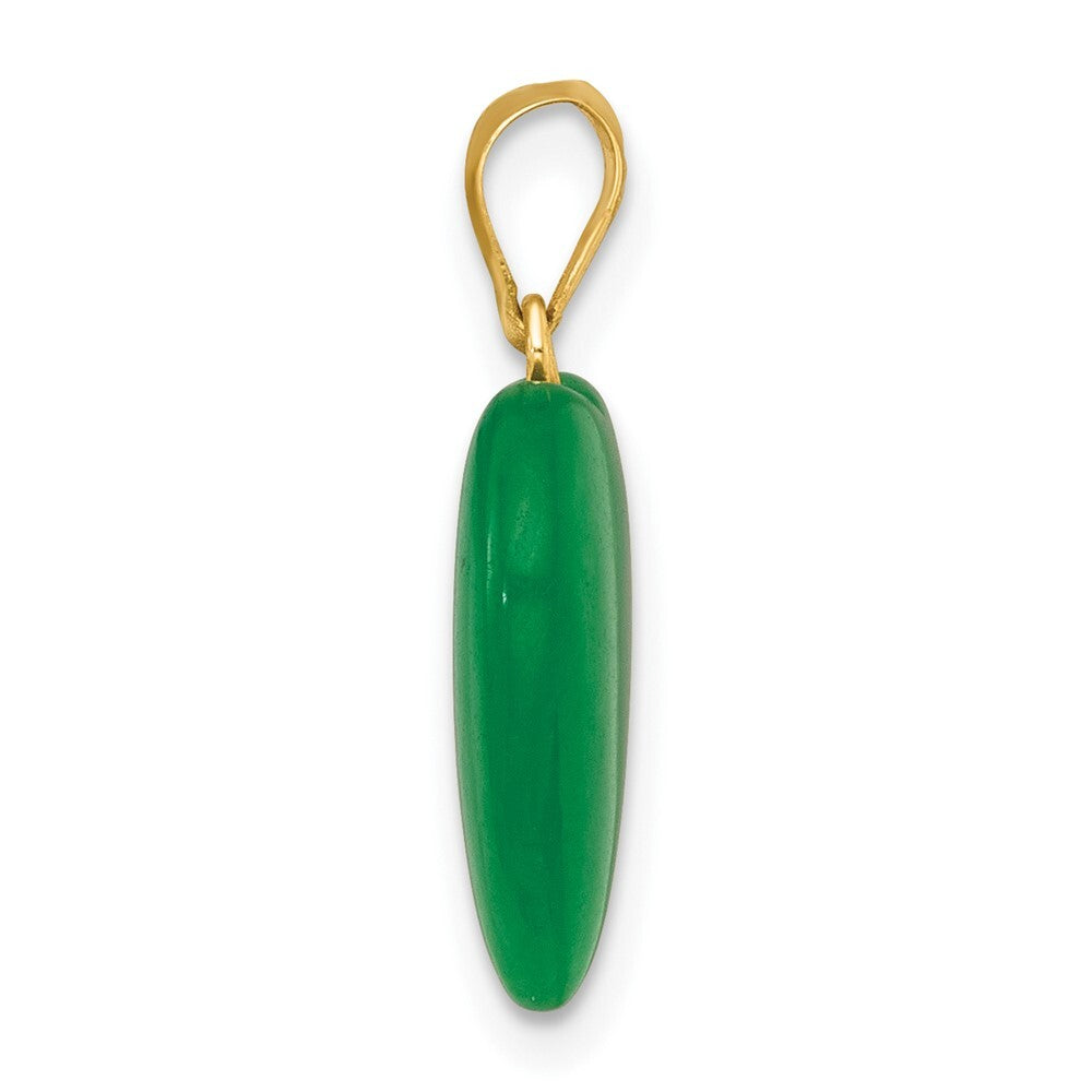 14k Yellow Gold Polished Jade Heart Pendant for Women
