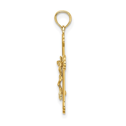 14k Yellow Gold Inri Crucifix W Scroll Tips Charm