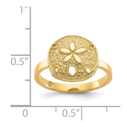 14K Yellow Gold Polished Sand Dollar Ring