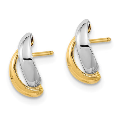 14k Yellow Gold Gold White Rhodium Fancy Teardrop Stud Earrings Gift for Women