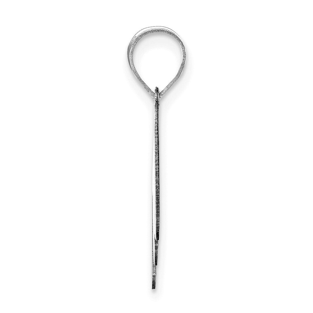 14k White Gold Polished Bubble Letter M Initial Pendant for Women