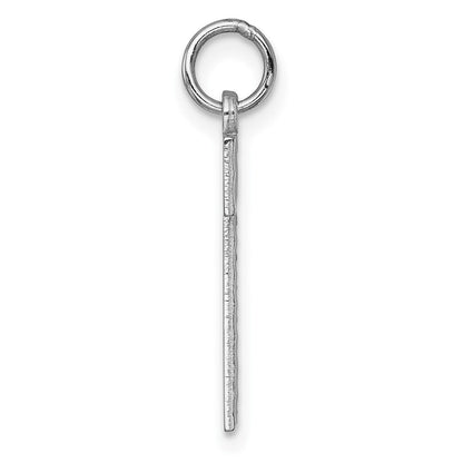 14k White Gold Large Brushed Diamond-cut Number 1 Charm Pendant for Women