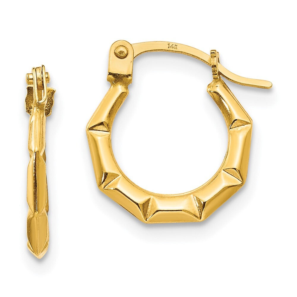 14k Yellow Gold Tiny Hollow Hoop Earrings Gift for Women