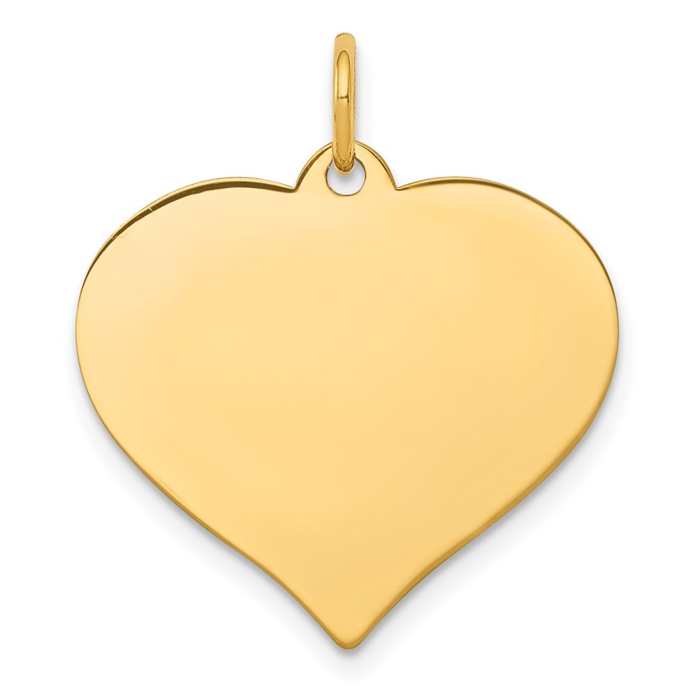 14k Yellow Gold Heart Disc Charm Pendant for Women