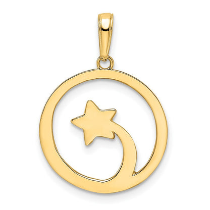 14k Yellow Gold & White Rhodium Diamond-cut Shooting Star Pendant