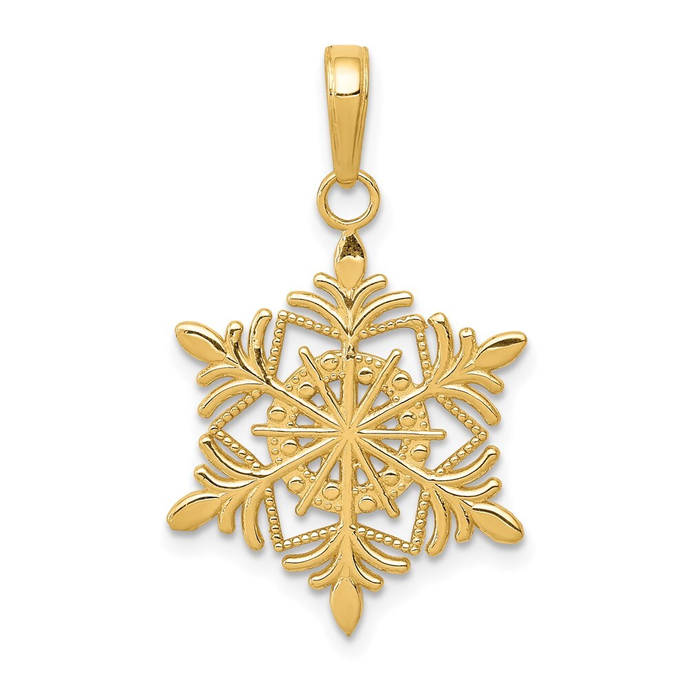 14k Yellow Gold Snowflake Pendant for Women