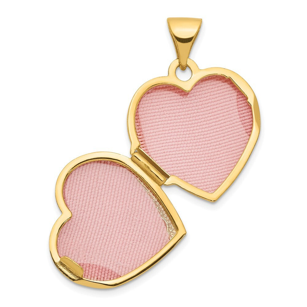 14k Yellow Gold Double Heart Locket Pendant for Women