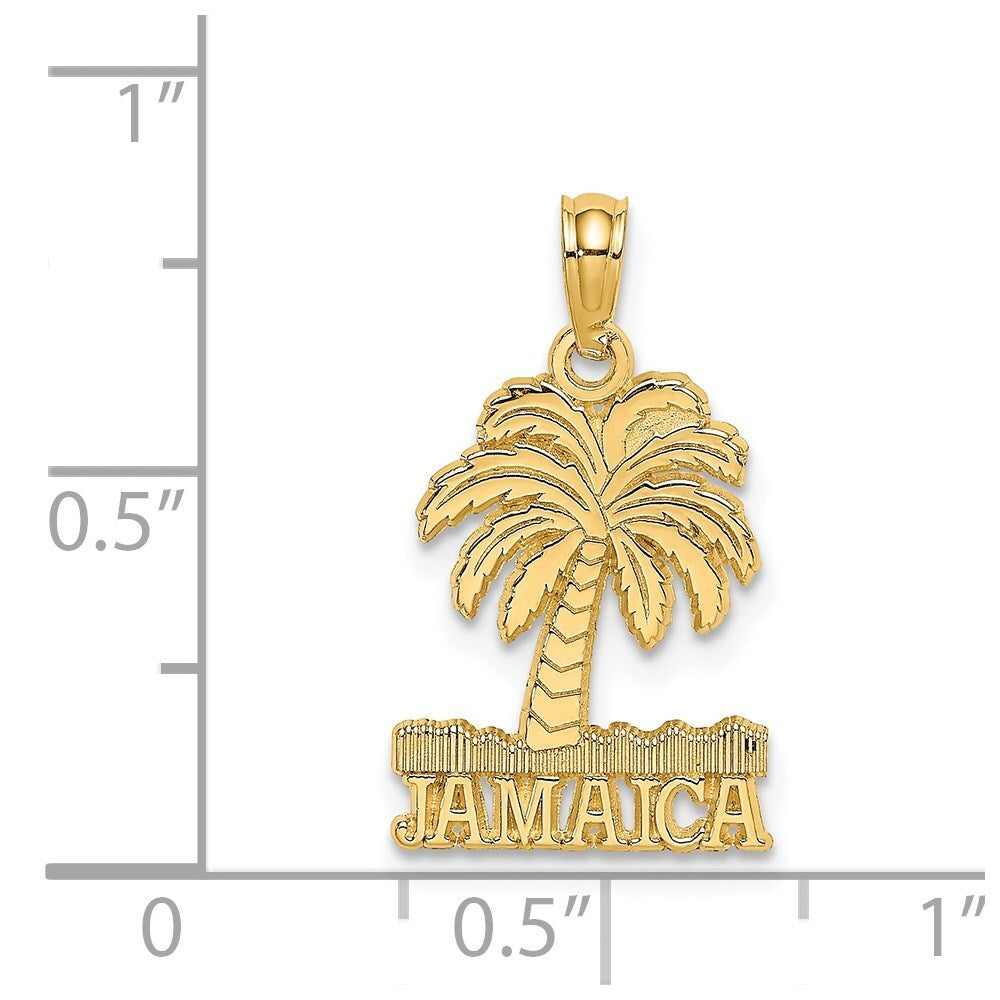 14k Yellow Gold JAMAICA Under Palm Tree Charm Pendant for Women