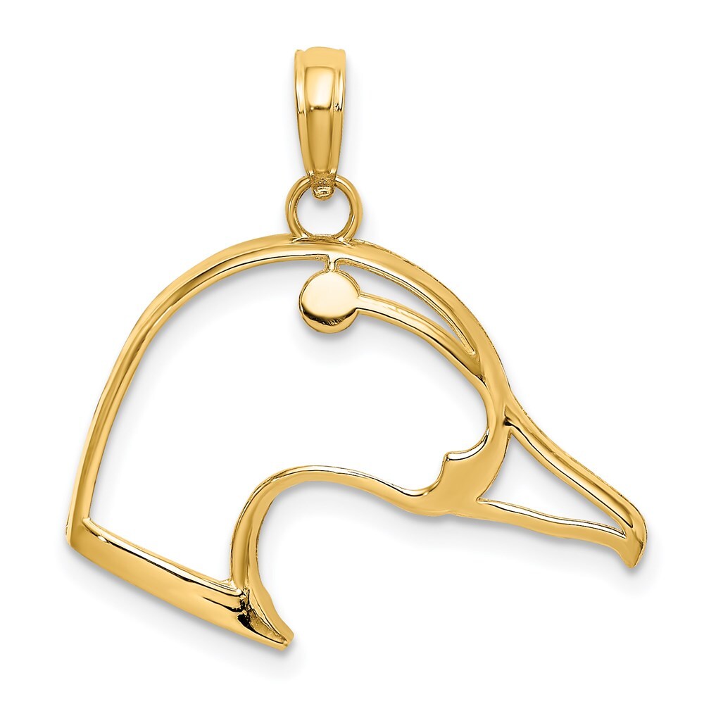 14k Yellow Gold Cut-Out Duck Head Charm Pendant for Women
