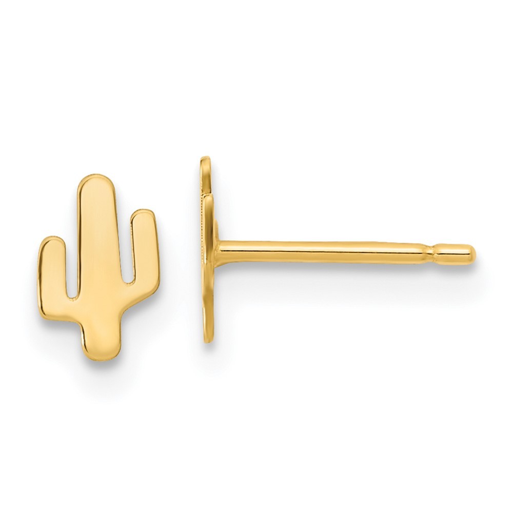 14k Yellow Gold Polished Cactus Earrings