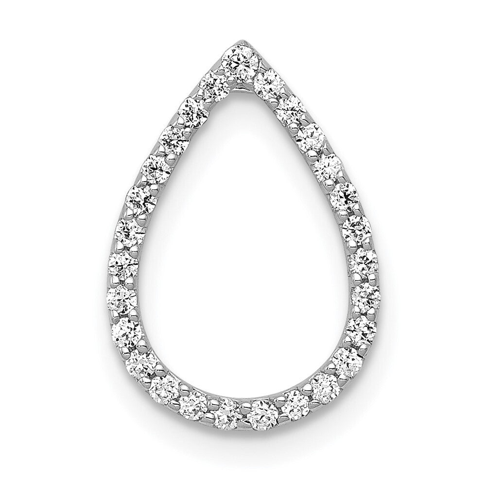 14k White Gold 1/5ct. Diamond Teardrop Chain Slide Pendant for Women