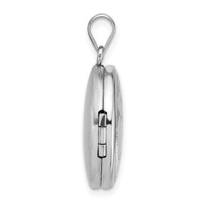 Sterling Silver Polished Front Brushed Back Multi-Heart 20mm Round Locket