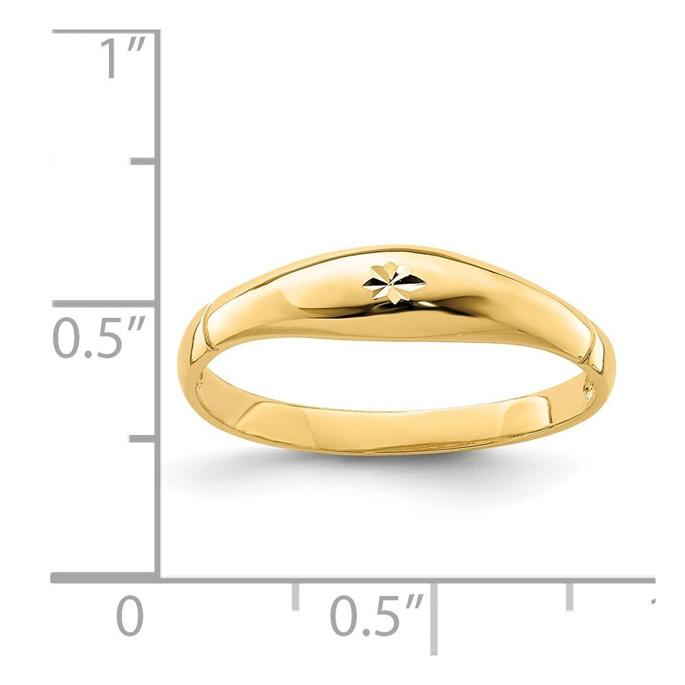 14K Yellow Gold Diamond-Cut Band Ring Size 7