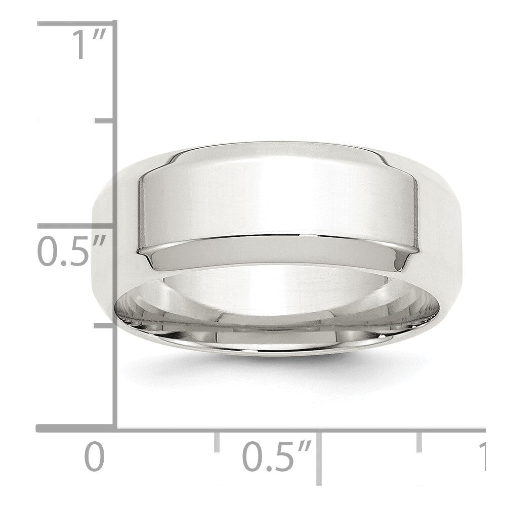 Sterling Silver 8mm Beveled Edge Size 8 Band Ring