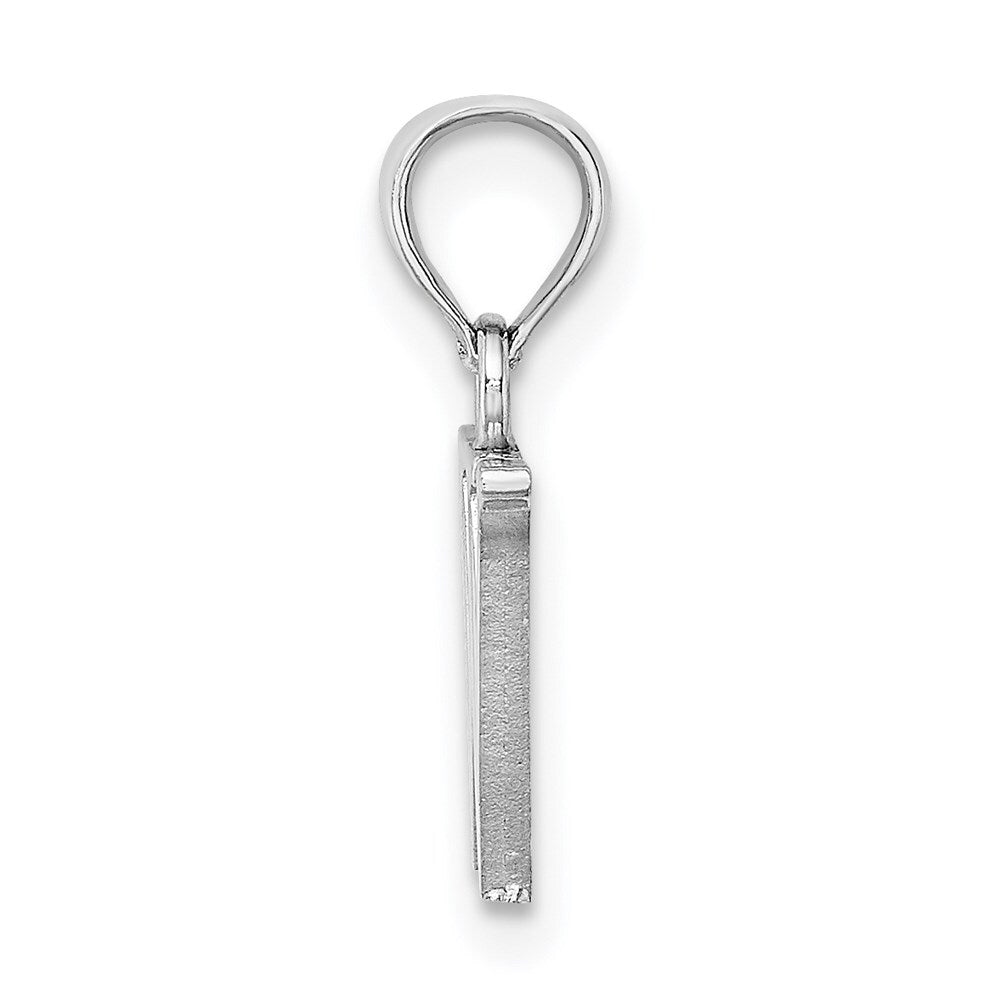 14k White Gold Polished Block Letter W Initial Pendant for Women
