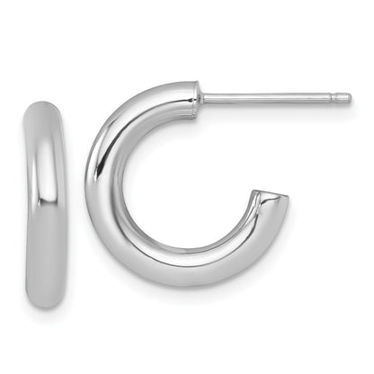 14k White Gold Polished 3.0 x 16mm Tube C-Hoop Earrings