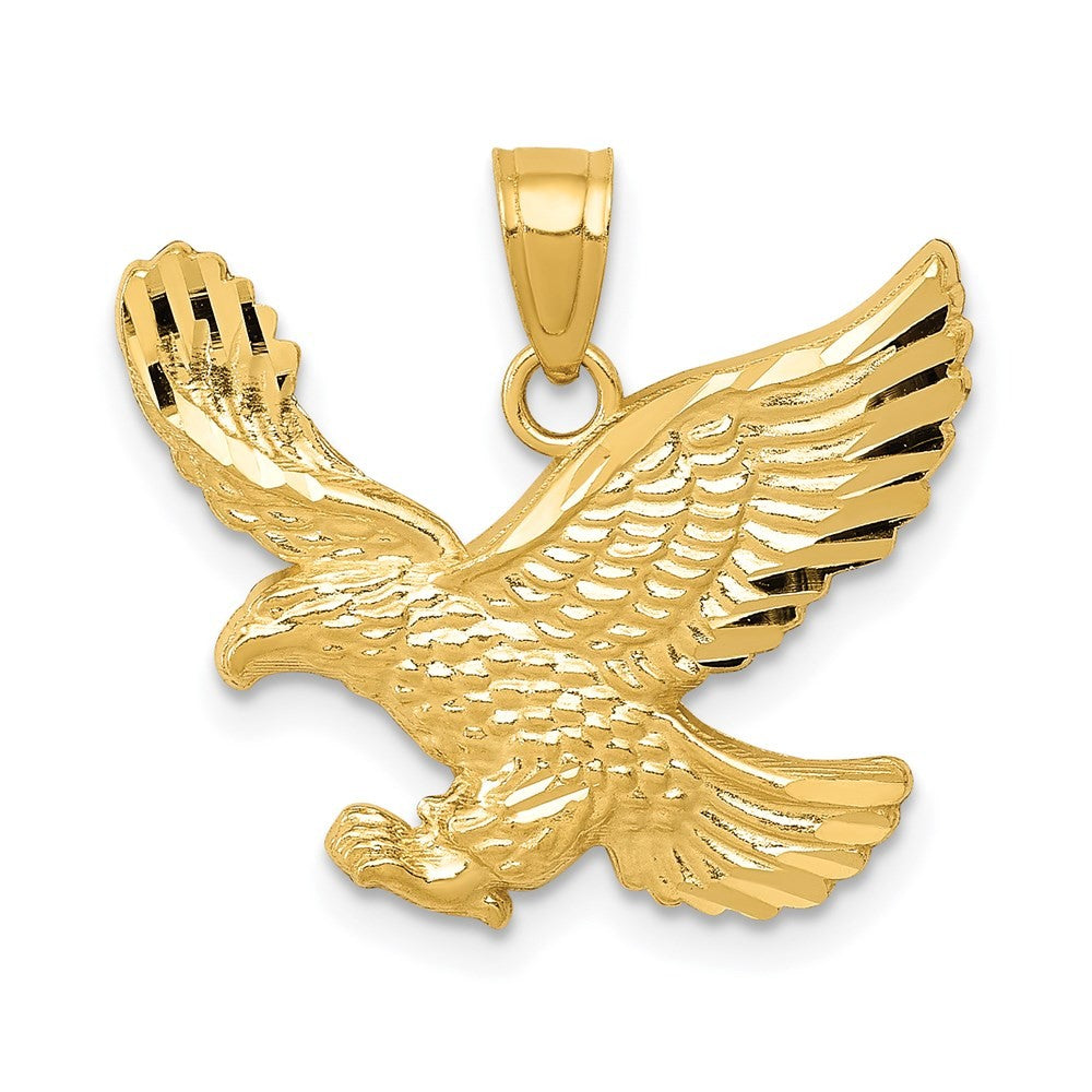 14k Yellow Gold Diamond-cut Eagle Pendant