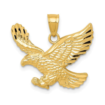 14k Yellow Gold Diamond-cut Eagle Pendant