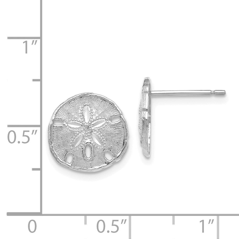 14k White Gold Sand Dollar Stud Earrings Gift for Women