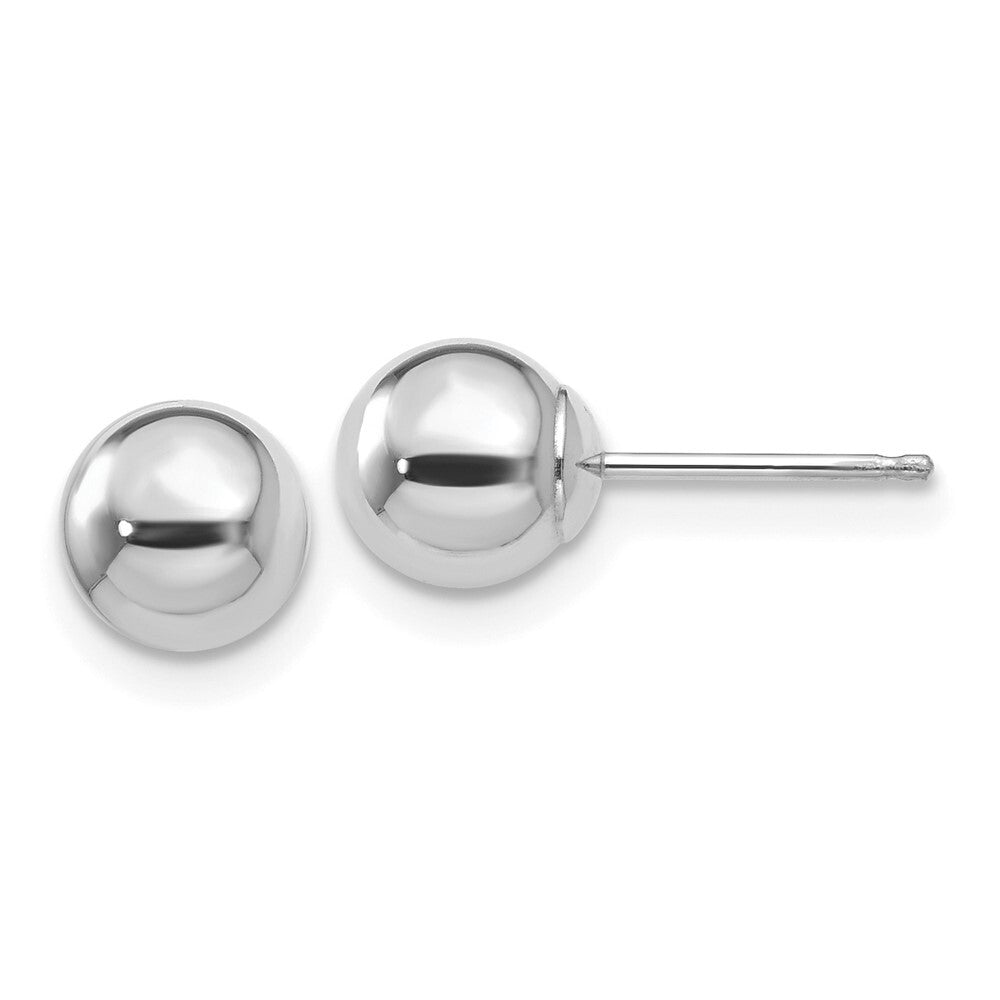 14k White Gold Polished 6mm Ball Stud Earrings Gift for Women