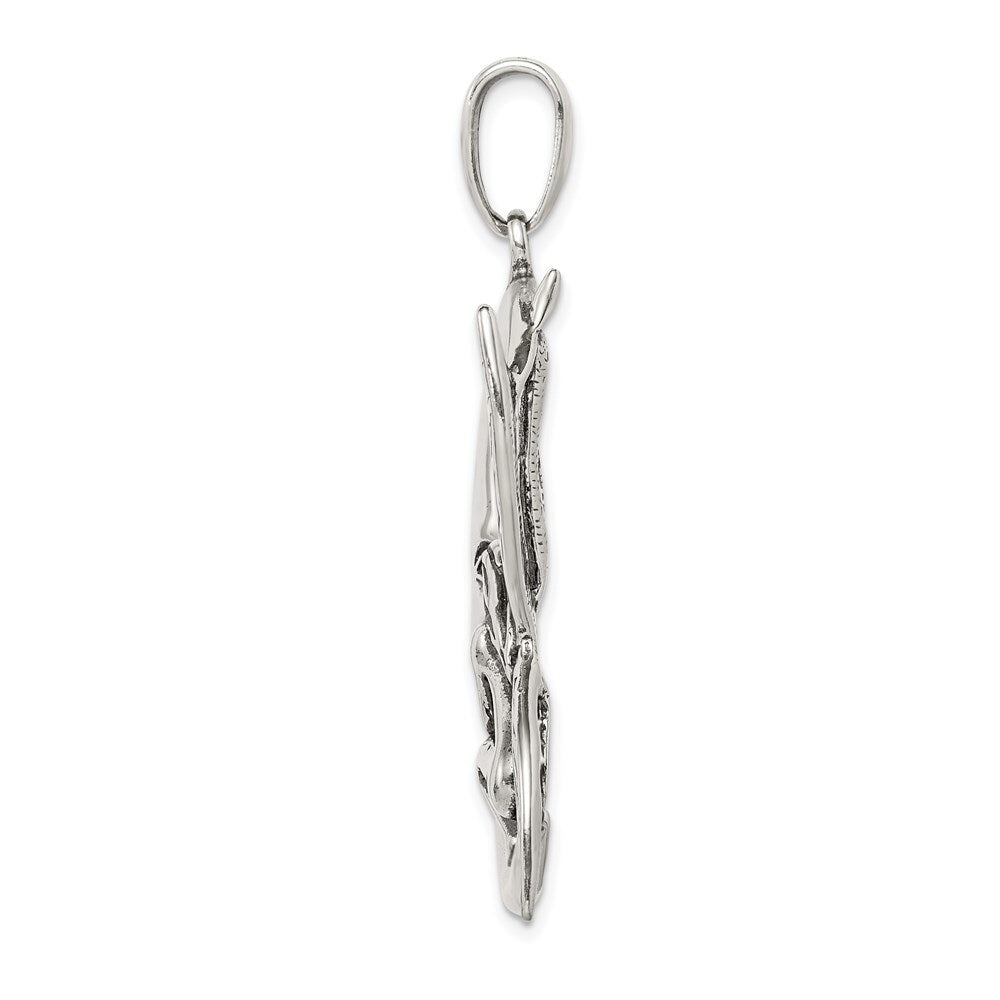 Sterling Silver Antiqued Moon/Fairy Pendant Holiday Gift for Women