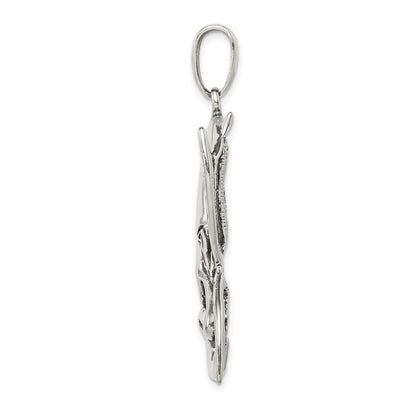 Sterling Silver Antiqued Moon/Fairy Pendant Holiday Gift for Women