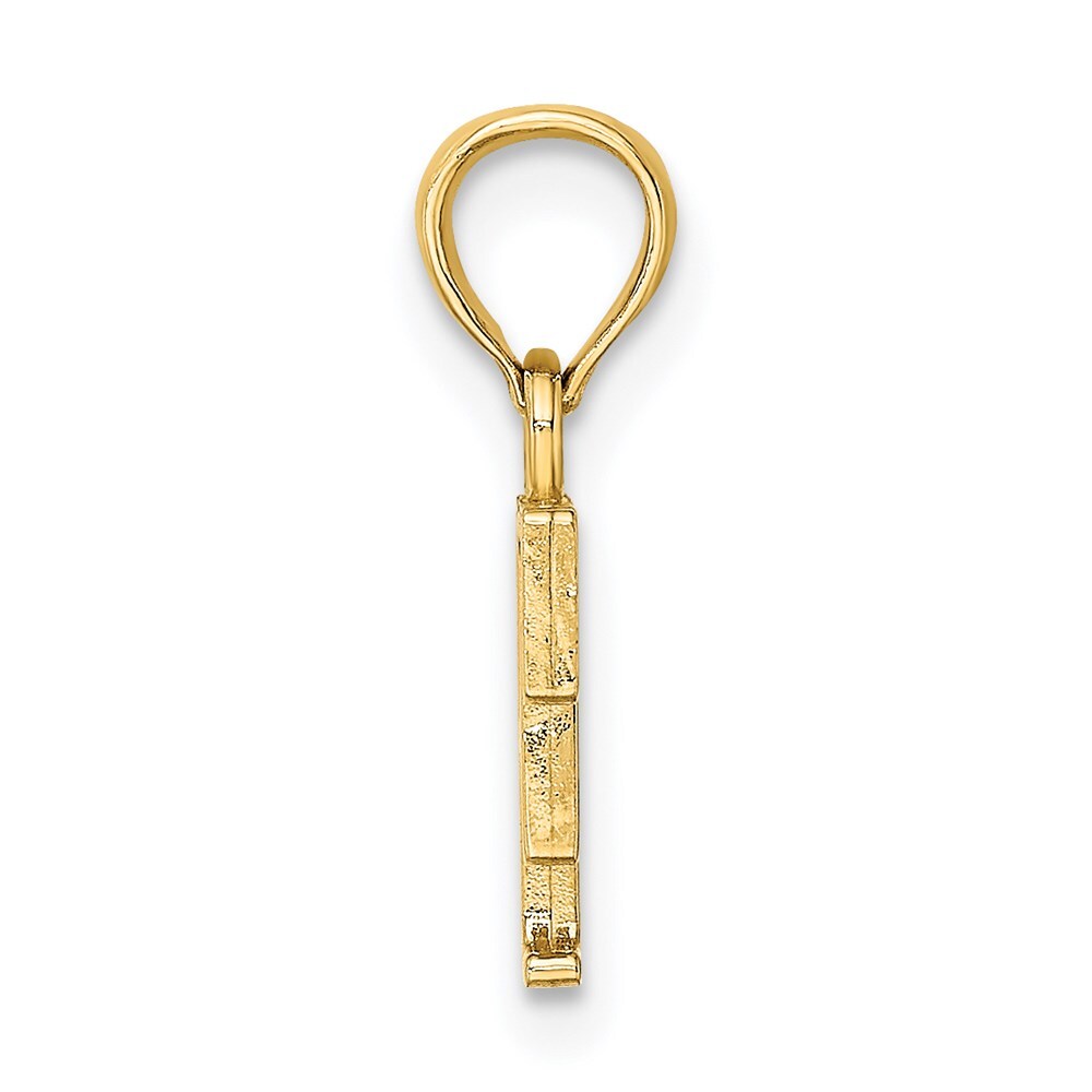14k Yellow Gold Polished Block Letter F Initial Pendant for Women