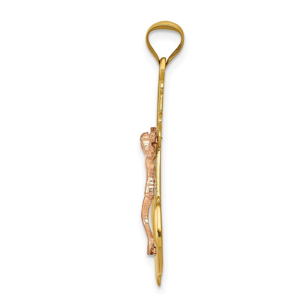 14k Tri-Color Gold Tri-Color Mariner Crucifix Pendant for Women