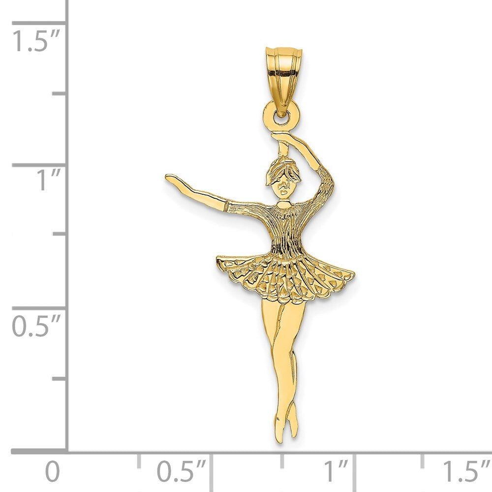 14k Yellow Gold Satin Polished Ballerina Charm