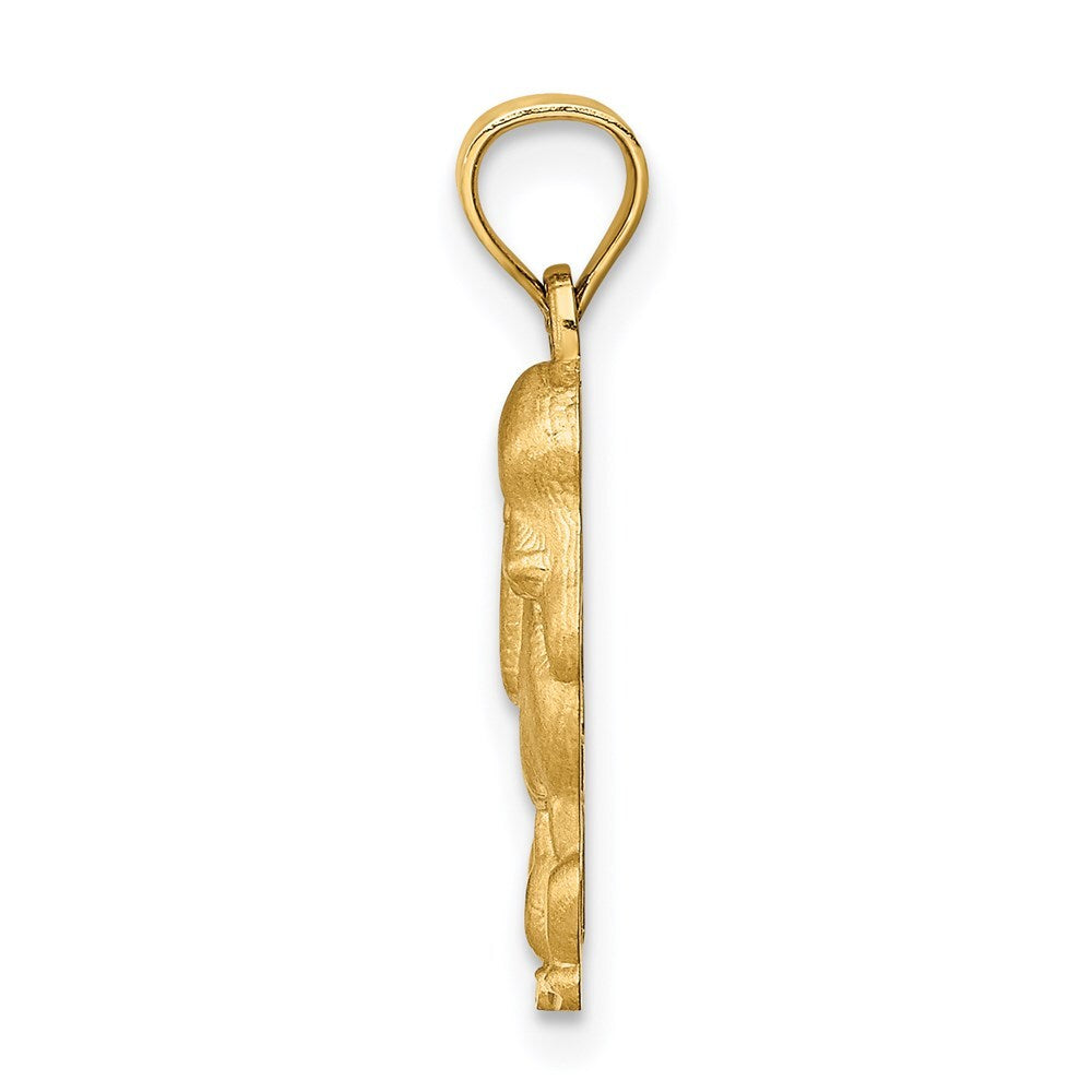 14k Yellow Gold Diamond-cut Poodle Pendant for Women