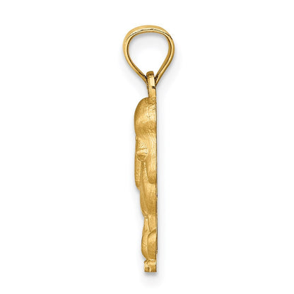 14k Yellow Gold Diamond-cut Poodle Pendant for Women