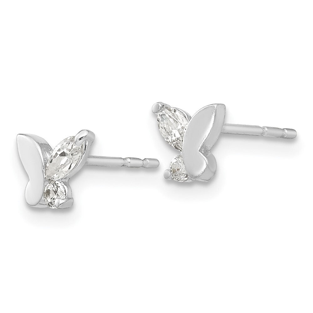 14k White Gold Cubic Zirconia Butterfly Stud Earrings