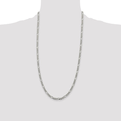 Sterling Silver 4.3mm Pav� Flat Figaro Chain