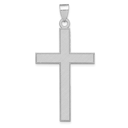 14k White Gold Florentine Satin Cross Pendant for Women