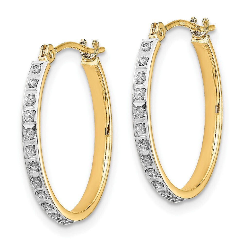 14k Yellow Gold Diamond Fascination Round Hinged Hoop Earrings Gift for Women