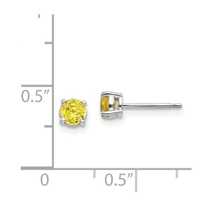 14k White Gold Yellow Sapphire Stud Earrings Gift for Women