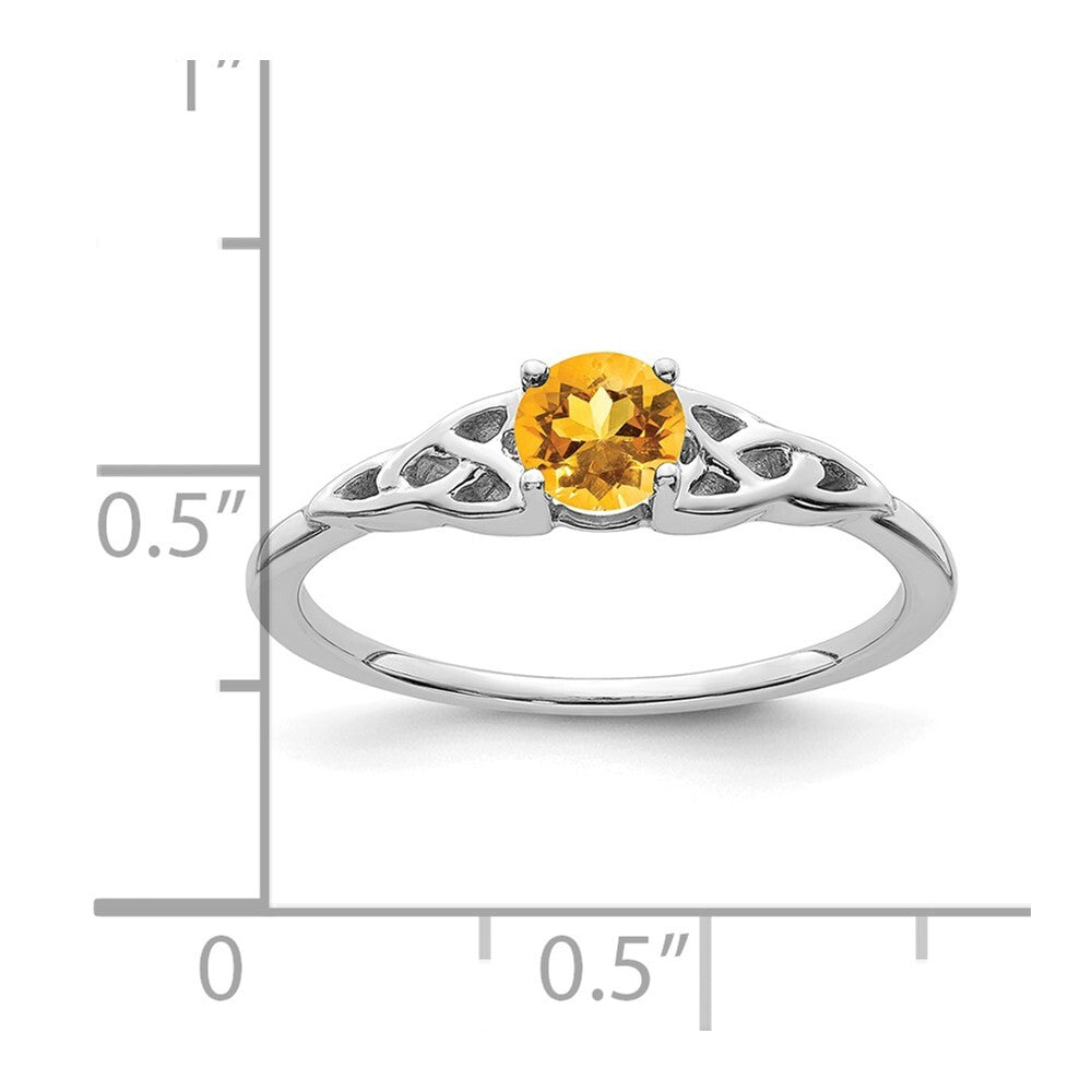 14K White Gold Citrine Celtic Knot Ring Size 7