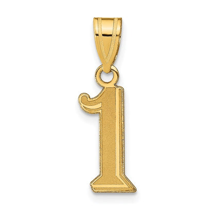 14k Yellow Gold Polished Etched Number 1 Pendant