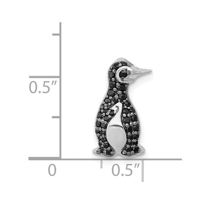 14k White Gold 1/5ct. Black Diamond Penguin Chain Slide Pendant for Women