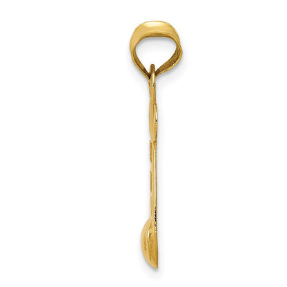 14k Yellow Gold Polished/Textured I LOVE YOU Pendant
