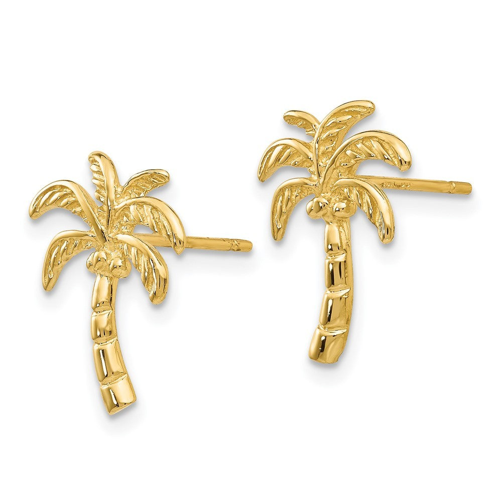 14k Yellow Gold Palm Tree Earrings